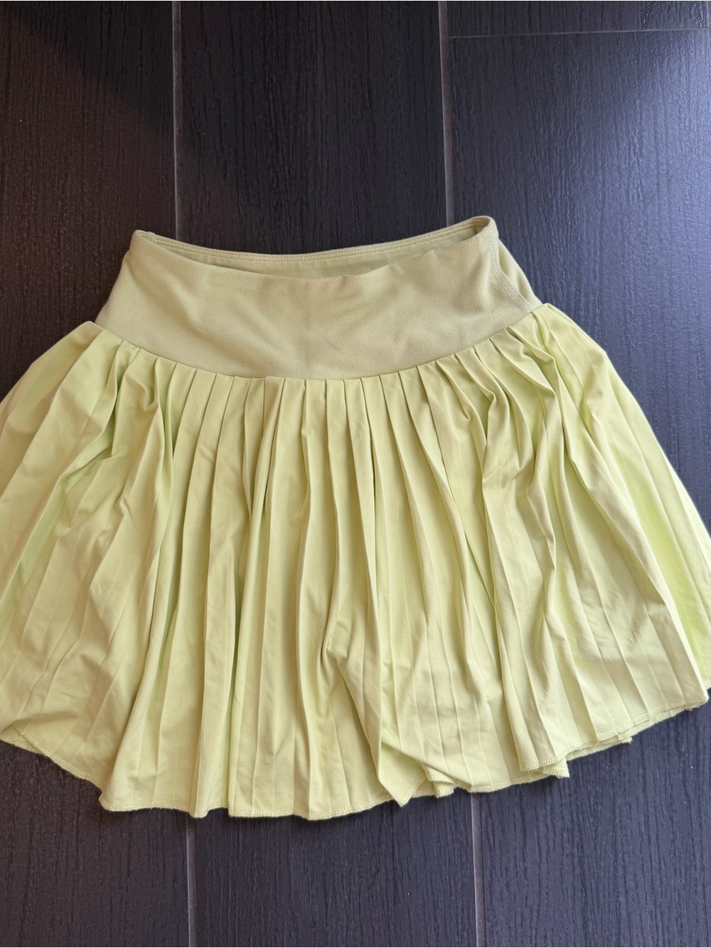 Zella Pleated Circle Skater Skirt in Pale Yellow